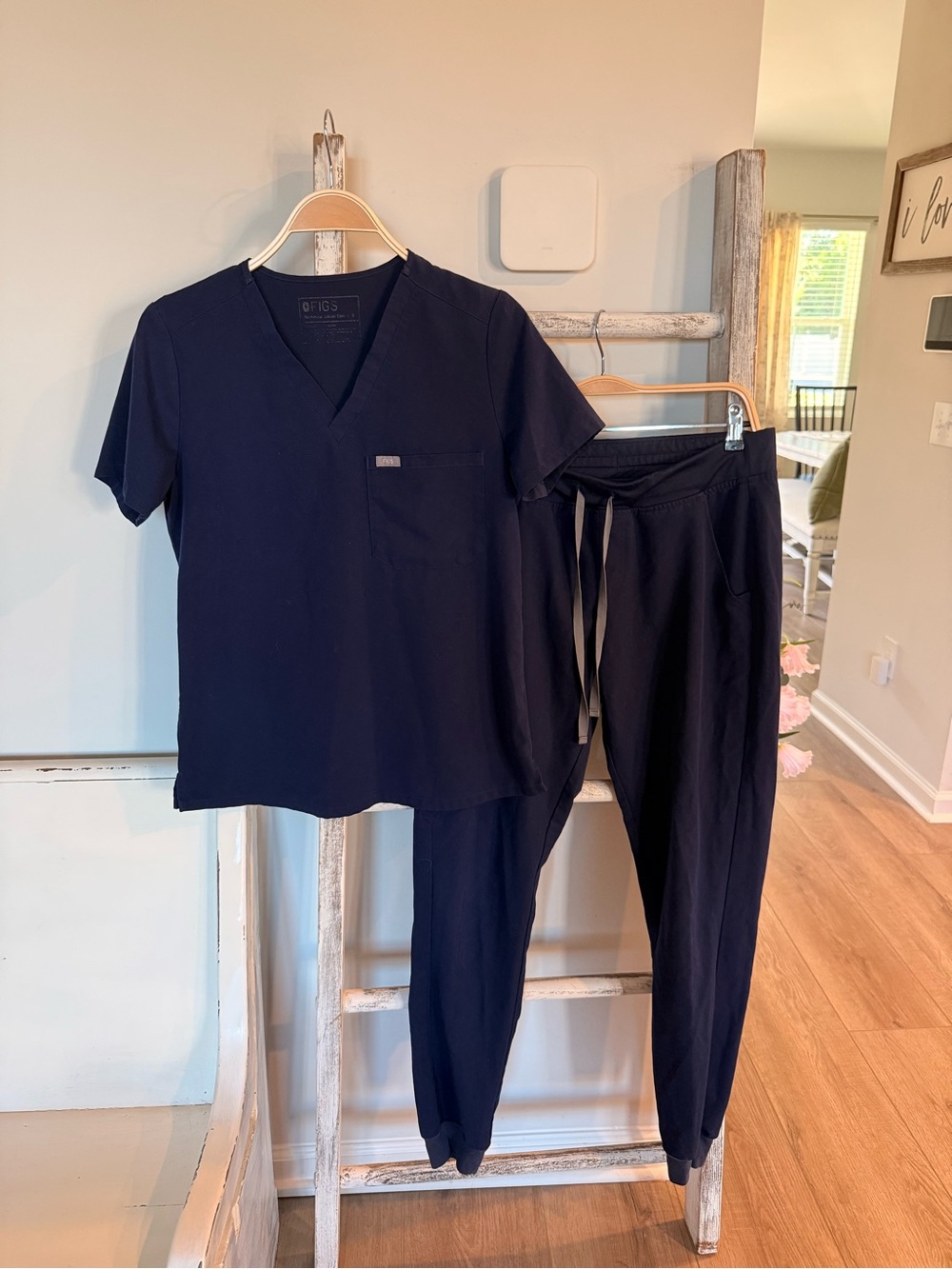 FIGS Women's Technical Collection Navy Blue Solid Scrubs Set SM + Medium Tall